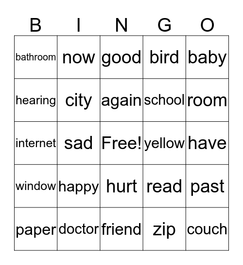 sign-language Bingo Card