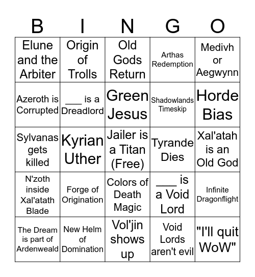 WoW Secrets Lore Bingo Round 2 Bingo Card