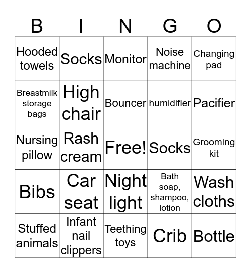 BABY BINGO Card