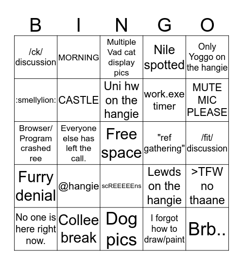 HANGIE Bingo Card