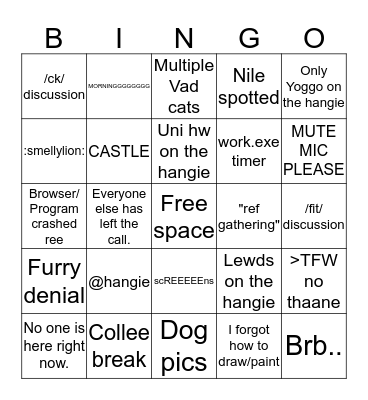 HANGIE Bingo Card