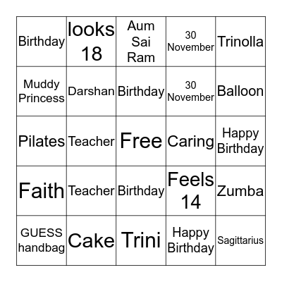 BIRTHDAY   BINGO   Bingo Card