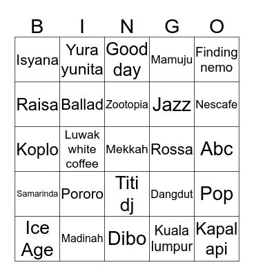 Bingo nya Damarie >__< Bingo Card