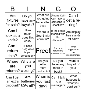 Black Friday Bingo Card