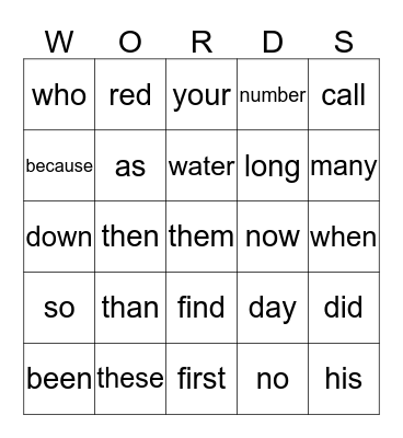 Kali Hill Bingo Card
