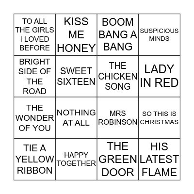 NOLEENS SONGS Bingo Card