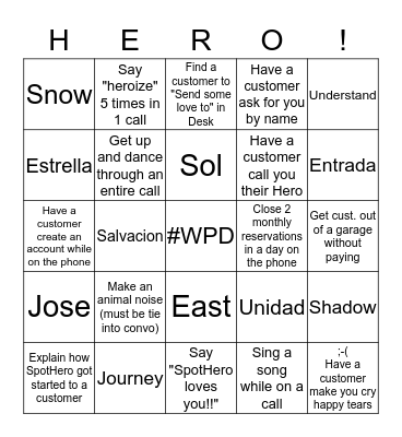 Spring 2016 Bingo Card