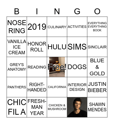 Kala's Graduation Bingo Card