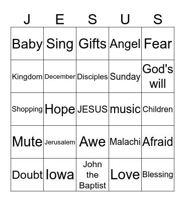 Advent Bingo! Bingo Card