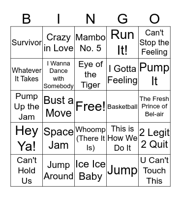 Basketball Bingo Card