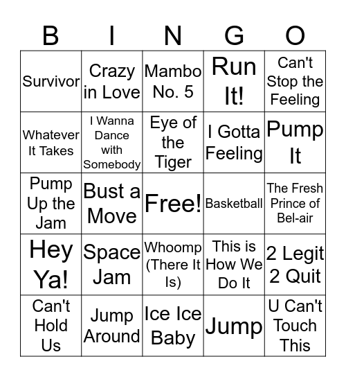 Basketball Bingo Card