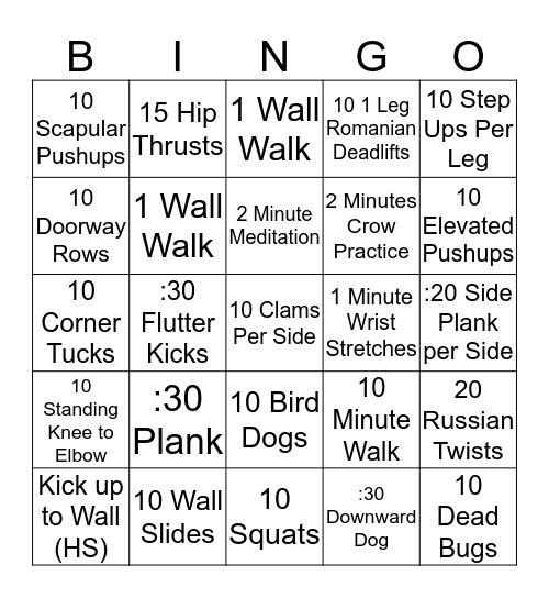 Bingo! Bingo Card