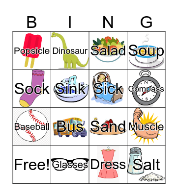 S-words Bingo Card