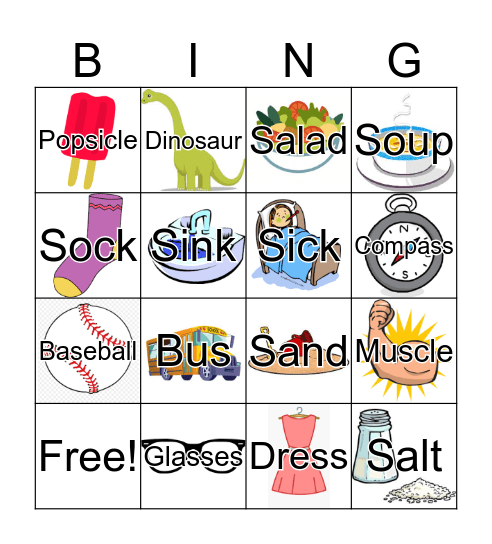 S-words Bingo Card