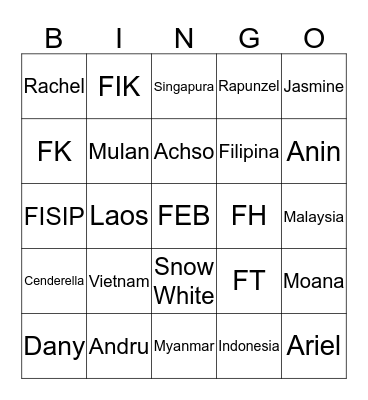Nani Bingo Card