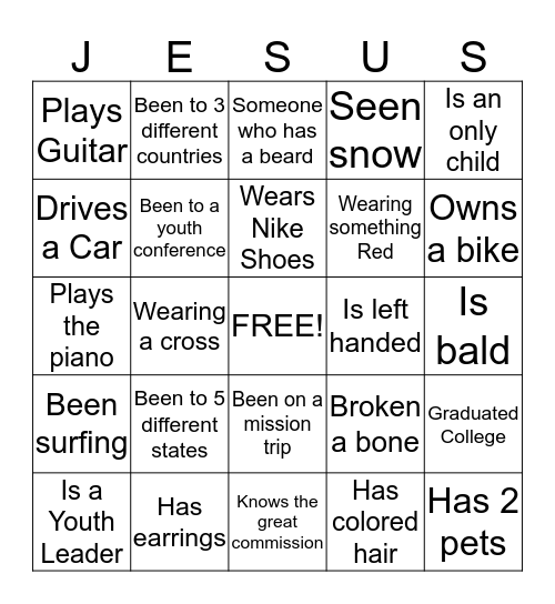 Disconnect Youth Rally  Bingo Card