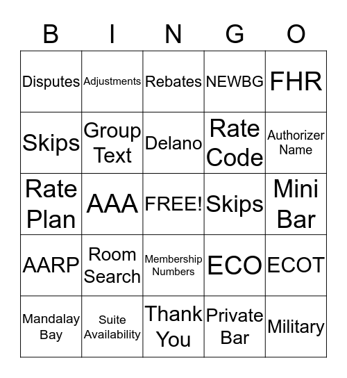 Opera Refresher Bingo Card