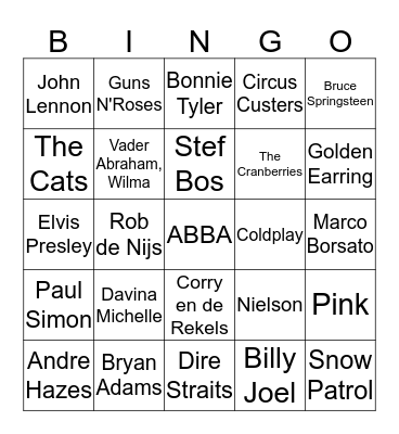 Muziek Bingo 2 Bingo Card