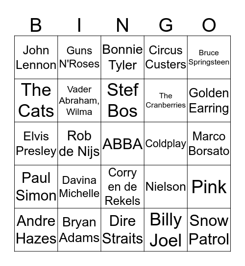 Muziek Bingo 2 Bingo Card