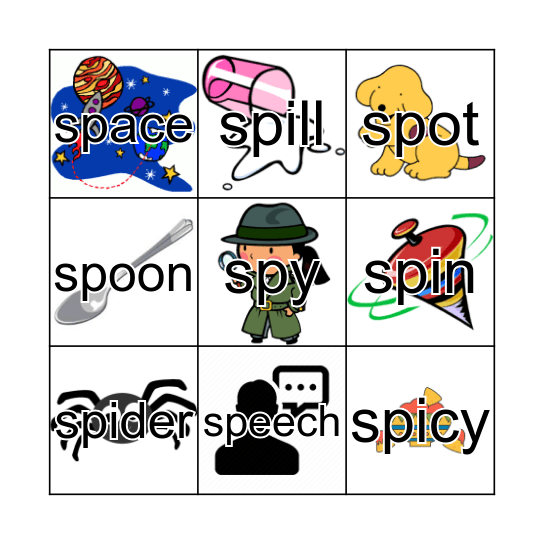 SP words Bingo Card