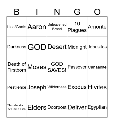 BINGO - Passover Edition Bingo Card