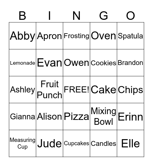 ALISON'S BIRTHDAY BINGO! Bingo Card