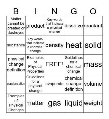 Matter Bingo Card