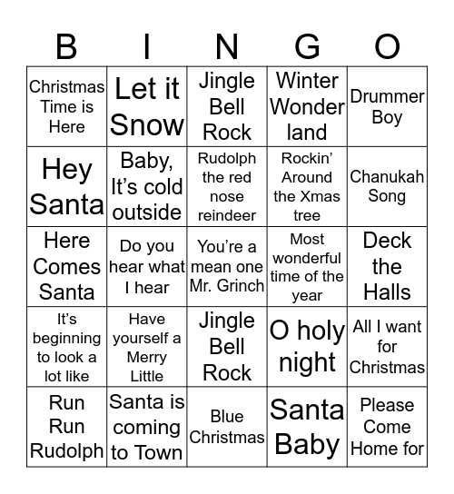 Merry Christmas  Bingo Card