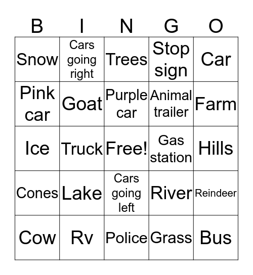 Car Bingo by Chachi Bingo Card