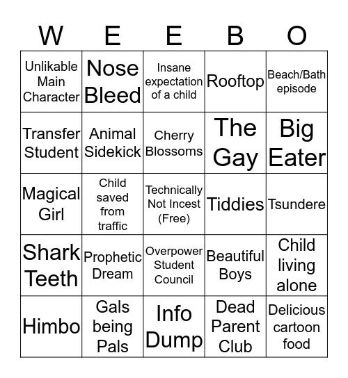 AWTY Weebo Card Bingo Card