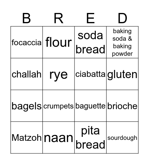 BreadO Bingo Card