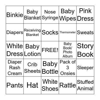 IT'S A GIRL!!! Bingo Card