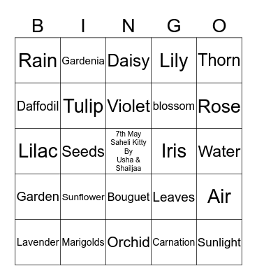 April Showers Bring May Flowers. Bingo Card