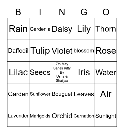 April Showers Bring May Flowers. Bingo Card