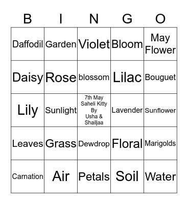 April Showers Bring May Flowers. Bingo Card