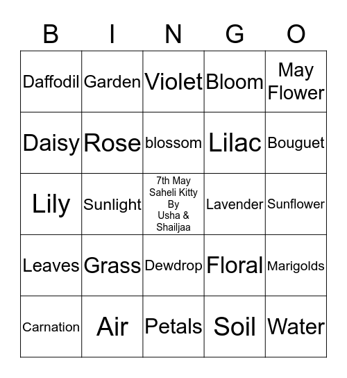 April Showers Bring May Flowers. Bingo Card