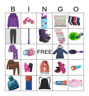 Winter Camping Bingo Card