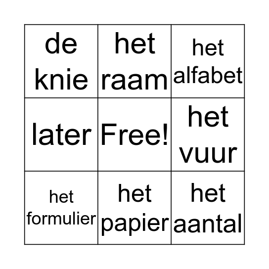 Taalontmoeting Bingo Card