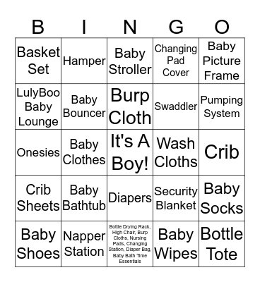 IT'S A BOY! Bingo Card