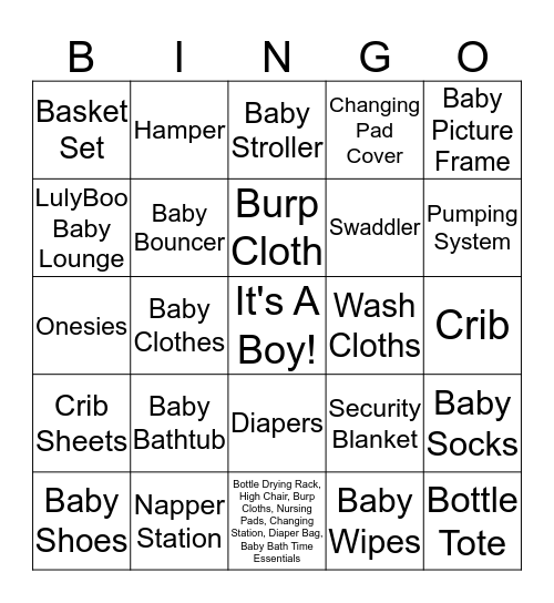 IT'S A BOY! Bingo Card