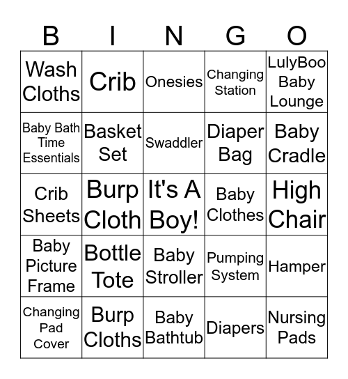 IT'S A BOY! Bingo Card