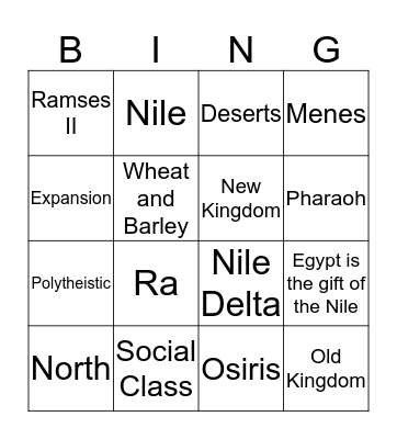 Egypt Review Bingo Card