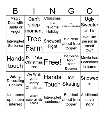 Hallmark Movie Bingo Card