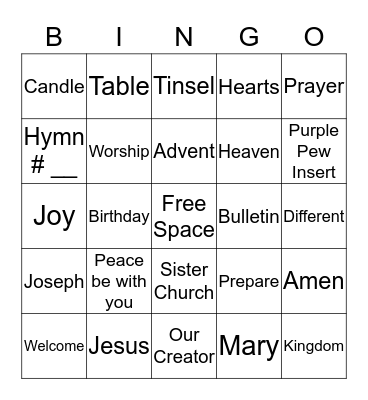 Worship Bingo Card