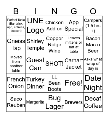 Server Bingo Card