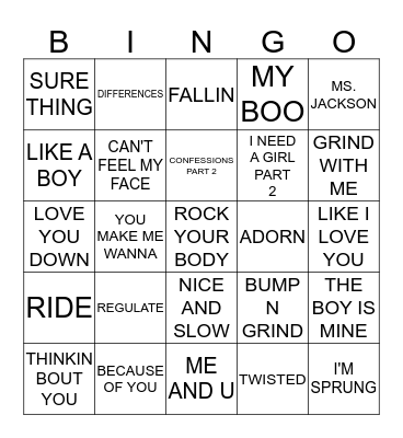R&B Bingo Card