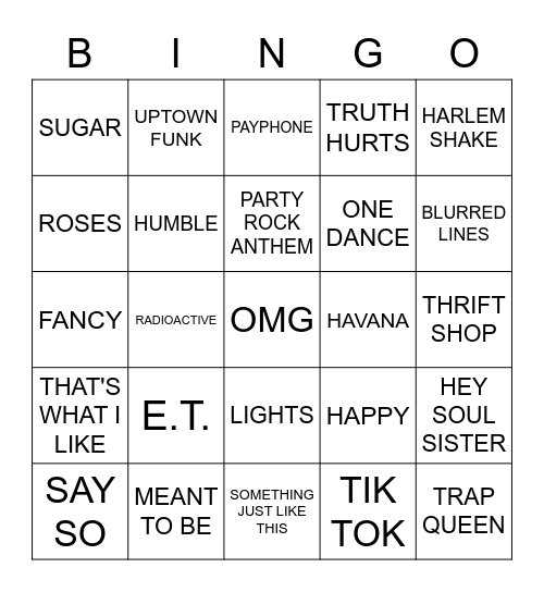 TOP 5 2010-2020 Bingo Card