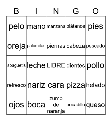 El cuerpo Bingo Card