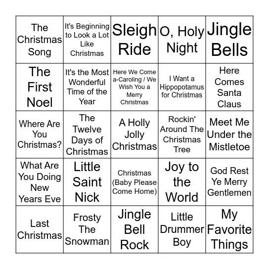 SAC Christmas Bingo Card