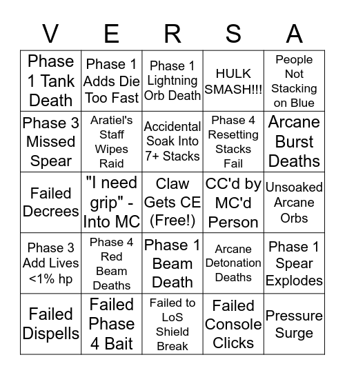 Versatile Azshara Bingo! Bingo Card